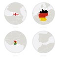 Georgia, Germany, Ghana, Gibraltar map contour and national flag in a circle