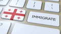 Georgia Immigration Concept Animation. Country Flag with Text Immigrate on Button