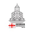 Georgia Independence Day greeying card. Vector. Flag and church