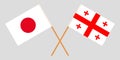 Georgia and Japan. Crossed Georgian and Japanese flags