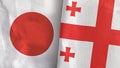 Georgia and Japan two flags textile cloth 3D rendering