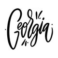 Georgia logo. Hand drawn vector lettering. Isolated on white background. Royalty Free Stock Photo