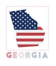 Georgia Logo. Map of Georgia with us state name. Royalty Free Stock Photo