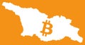 Georgia map with bitcoin crypto currency symbol illustration