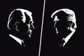 Georgia. March 13, 2023: Black and White Silhouette Portrait of Joe Biden and Donald Trump. Biden vs Trump. US President