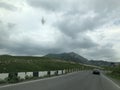 Georgia, mountain view bridge and road in summer,