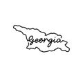 Georgia outline map with the handwritten country name. Continuous line drawing of patriotic home sign