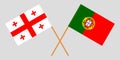 Georgia and Portugal. Crossed Georgian and Portuguese flags