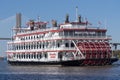 The Georgia Queen riverboat sailing near River Street in Savannah