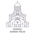 Georgia, Sameba Tbilisi travel landmark vector illustration