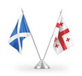 Georgia and Scotland table flags isolated on white 3D rendering