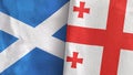 Georgia and Scotland two flags textile cloth 3D rendering