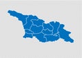 Georgia South Ossetia map - High detailed blue map with counties/regions/states of georgia South Ossetia. nepal map isolated on
