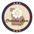 Georgia state with cherokee rose flower. Vector illustration decorative design