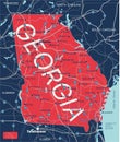 Georgia state detailed editable map Royalty Free Stock Photo