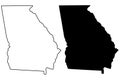 Georgia state map outine and silhouette icon design Royalty Free Stock Photo