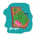 georgia state map with peaches. Vector illustration decorative design