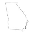 Georgia, state of USA - solid black outline map of country area. Simple flat vector illustration Royalty Free Stock Photo