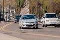 Georgia, Tbilisi - April 15, 2021: Traffic on city street