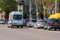 Georgia, Tbilisi - April 24, 2021: Traffic on city street