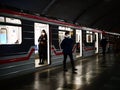 Georgia, Tbilisi. February 15, 2022. Passengers on the platform