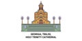 Georgia, Tbilisi, Holy Trinity Cathedral travel landmark vector illustration