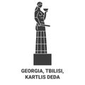 Georgia, Tbilisi, Kartlis Deda travel landmark vector illustration