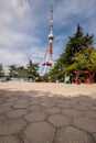 Georgia, Tbilisi - May 8, 2021: TV Broadcasting Tower on Mtatsminda Hill in Tbilisi, Georgia Royalty Free Stock Photo