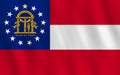 Georgia US state flag with waving effect, official proportion