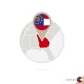 Georgia US State map and flag in circle. Map of Georgia, Georgia flag pin. Map of Georgia in the style of the globe Royalty Free Stock Photo