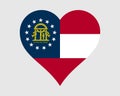 Georgia USA Heart Flag. GA US Love Shape State Flag. Georgian United States of America Banner Icon Sign Symbol Clipart. EPS Vector Royalty Free Stock Photo