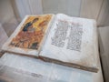 Georgia, Zugdidi - February 2023 : Ancient Georgian Orthodox Christian holy book close up