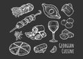 Georgian cuisine set on black background