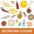 Georgian cuisine vector illustration