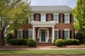 georgian house with dentil molding and red brick exterior Royalty Free Stock Photo