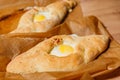 Georgian Khachapuri Bread with Egg on Parchment