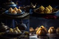 Georgian Khinkali, Minced Meat Dumplings also Called Dimsum, Momo, Jiaozi, Khinkali Abstract Generative AI Illustration