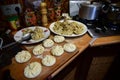 Georgian khinkali at home kitchen