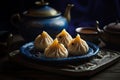 Georgian Khinkali, Minced Meat Dumplings also Called Dimsum, Momo, Jiaozi, Khinkali Abstract Generative AI Illustration