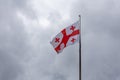 Georgian national flag (five-cross flag) waving on the wind.