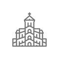 Georgian orthodox church, Tbilisi line icon.