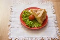 Georgian pie saburani on white tablecloth Royalty Free Stock Photo