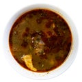 Georgian spicy soup kharcho with mutton, rice, vegetables
