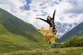 Georgian woman dancing in Ushgul, Georgia