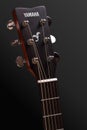 Yamaha guitar head with tuning pegs and neck with fingerboard, frets and nut Royalty Free Stock Photo