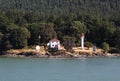 Georgina Point Lighthouse, Mayne Island, British C Royalty Free Stock Photo