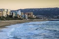 The georgious view of the ocean front apartments overlooking the Pacific Ocean Royalty Free Stock Photo