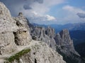 The Georgous View from The Via Ferrata Leading on Paterkofel. View on Rocky Peaks of Sexten Dolomites in Italy and on Stony Mounta Royalty Free Stock Photo