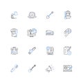 Geospatial analysis line icons collection. Cartography, GIS, Spatial, Mapping, Location, Geographic, Topography vector