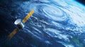 Geostationary satellite above hurricane path . Royalty Free Stock Photo